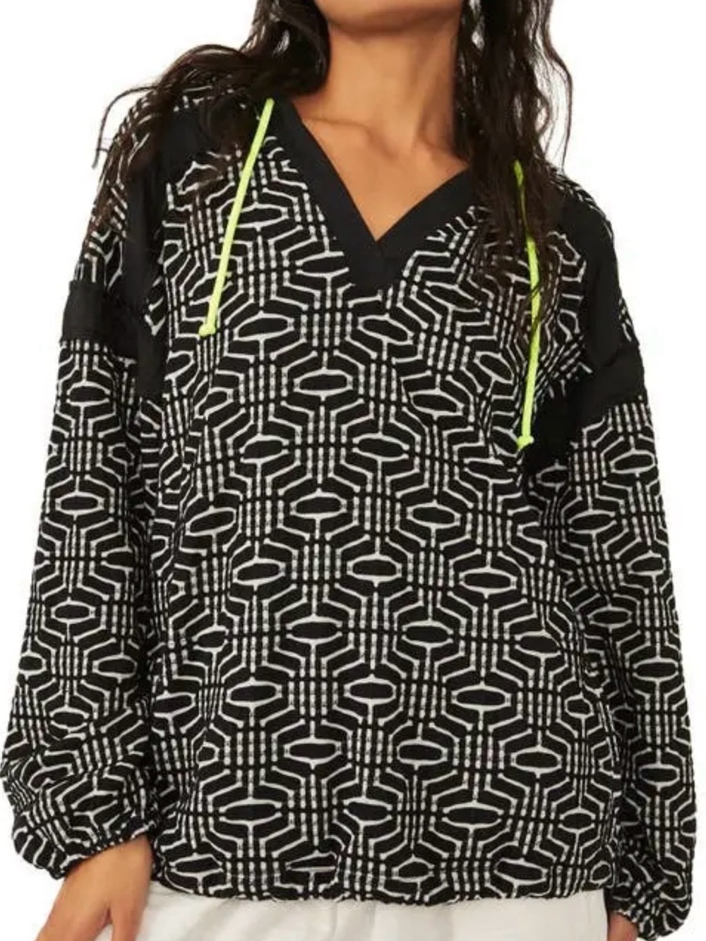 **Free People  ** Free Movement Daylight Hoodie- Black & White